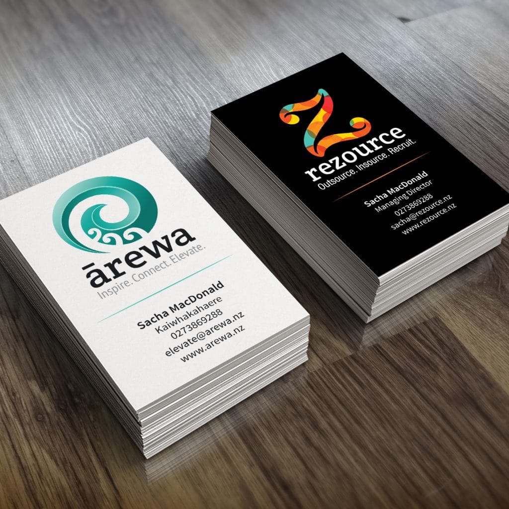 logo and business cards for Rezource and partner company Ārewa for portfolio