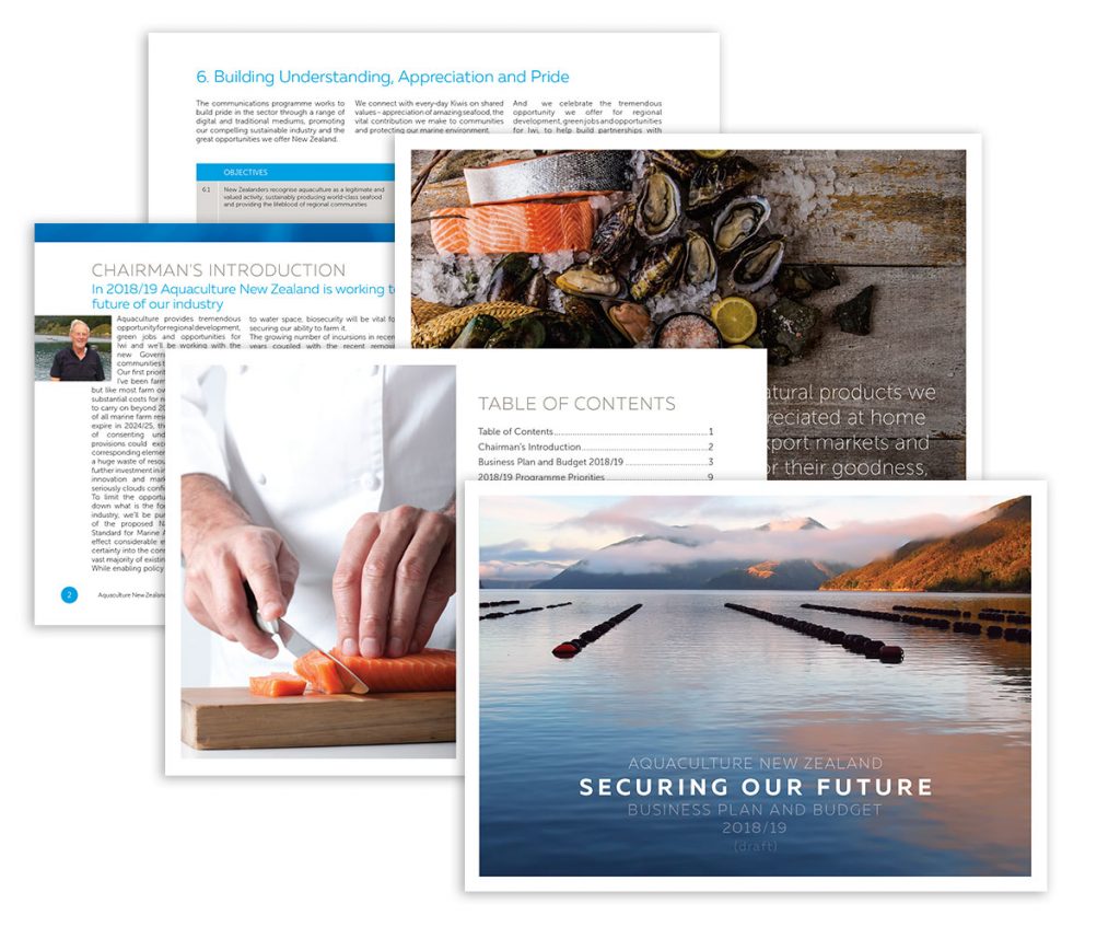 Business report designed for Aquaculture New Zealand