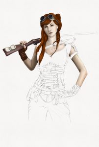 Illustration of Steam punk girl