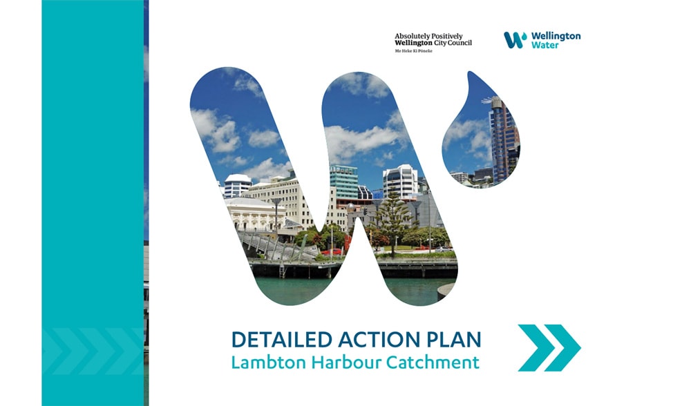 Front cover design for Wellington Water Action Plan